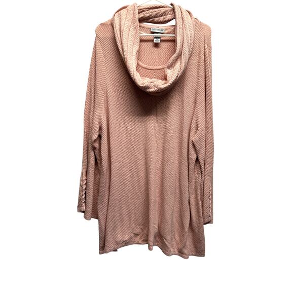 Catherine's 3X Women Metallic Pink Sweater w Circle Scarf Holiday - Picture 1 of 7